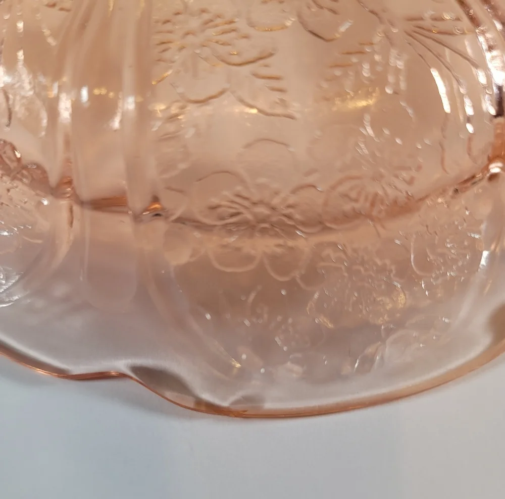 0779. Vintage Jeanette Glass Platter ~ Pink Cherry Blossom ~ Depression Glass ~